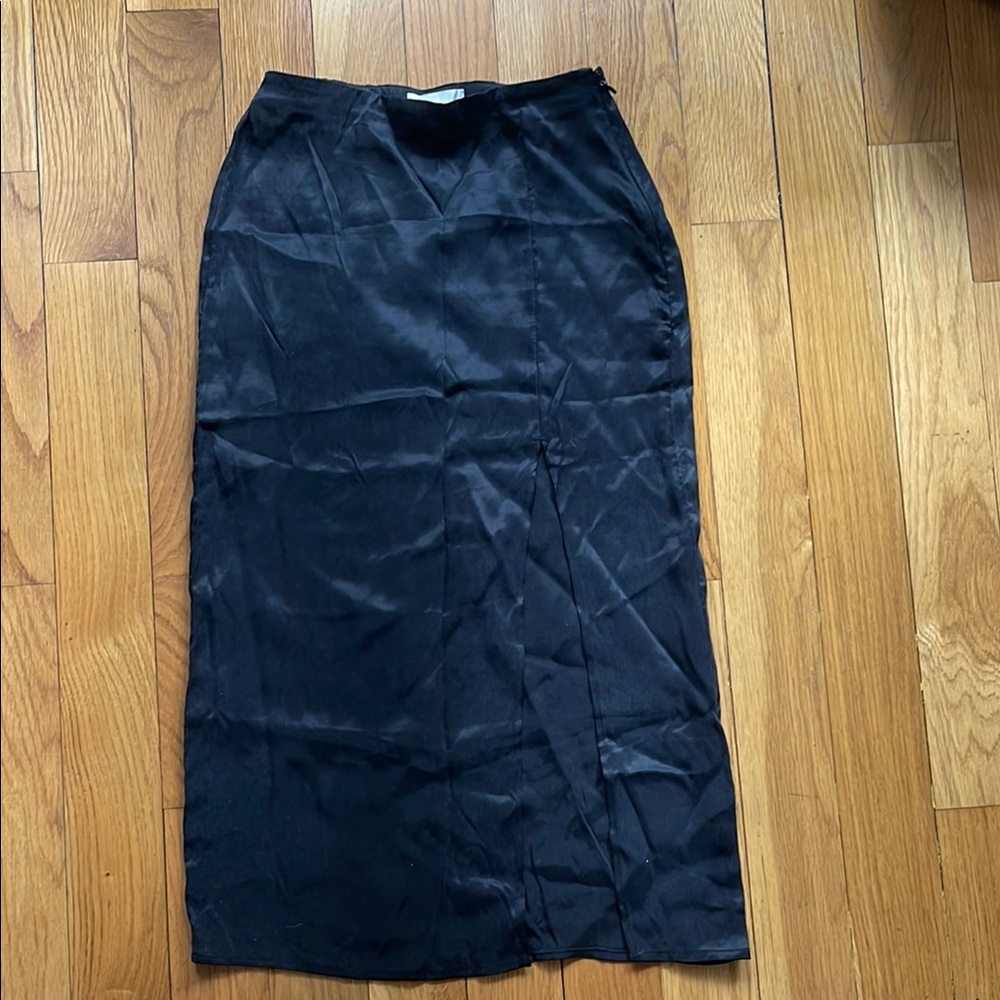 H&M Black Midi  Slip Skirt with Split and side Zip Casual